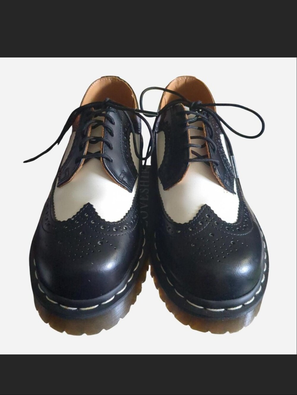 Dr. Martens 3989 Bex Black White Leather Brogue Wingtip Oxfords Chunky Women's 7
